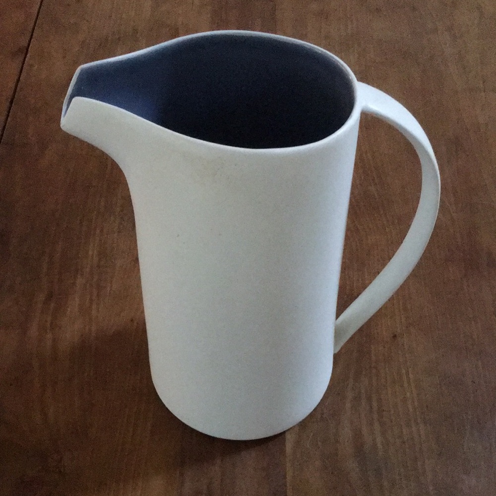 Elegant White and Blue Large Ceramic Pitcher Matching Set Basin Sold Separately